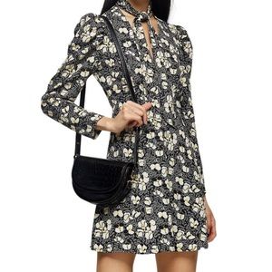 Topshop Tie neck floral print mini dress